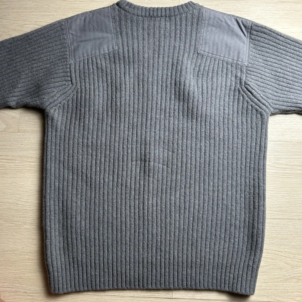 LL Bean Mens XL Grey 100% Merino Lambswool Commando Sweater Wool Ribbed 228194